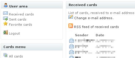 Received cards RSS